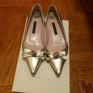 Marc Jacobs Silver Flats with Embellished Bow